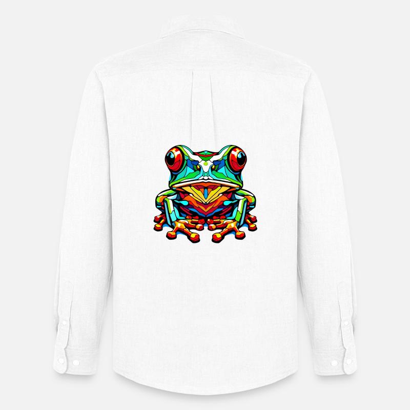 Frosch - Männer Oxford Hemd von Stanley/Stella - Weiß