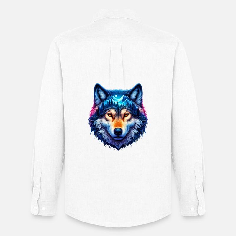 Wolf - Männer Oxford Hemd von Stanley/Stella - Weiß