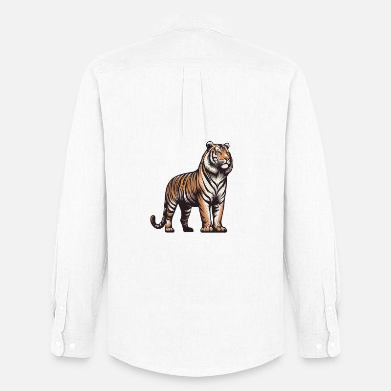 Tiger - Männer Oxford Hemd von Stanley/Stella - Weiß