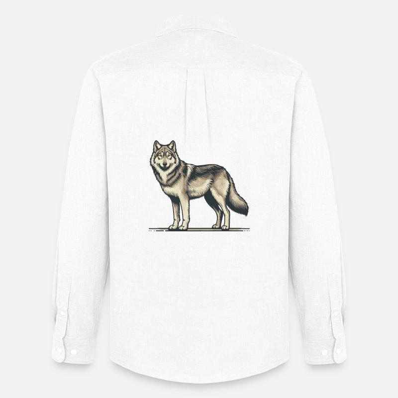 Wolf - Männer Oxford Hemd von Stanley/Stella - Weiß
