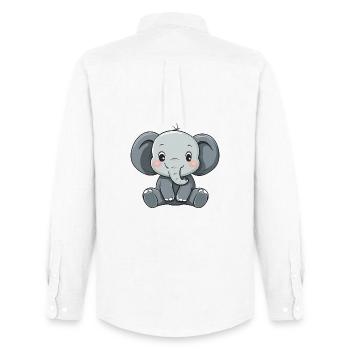 Éléphant mignon et heureux - Adorable dessin animé - Chemise Oxford homme Stanley/Stella - blanc - Dos - AI Model Male 185 dark (185cm)