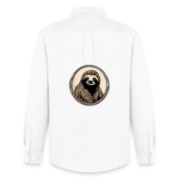 cute sloth chilling sleeping slow teen - Men's Oxford Shirt by Stanley/Stella - white - Back - AI Model Male 185 dark (185cm)