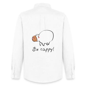 Don't worry - be cappy - Männer Oxford Hemd von Stanley/Stella - Weiß - Hinten - AI Model Male 185 dark (185cm)