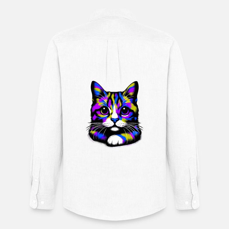 Katze - Männer Oxford Hemd von Stanley/Stella - Weiß