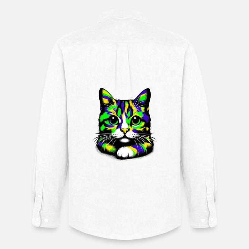 Katze - Männer Oxford Hemd von Stanley/Stella - Weiß