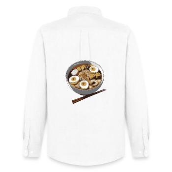 Ramen Eier Bowl Illustration - Männer Oxford Hemd von Stanley/Stella - Weiß - Hinten - AI Model Male 185 dark (185cm)