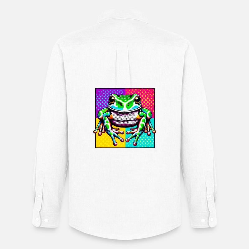 Frosch - Männer Oxford Hemd von Stanley/Stella - Weiß