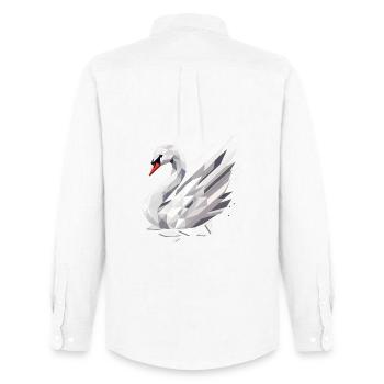 Cygne géométrique élégant - symbole de grâce - Chemise Oxford homme Stanley/Stella - blanc - Dos - AI Model Male 185 dark (185cm)