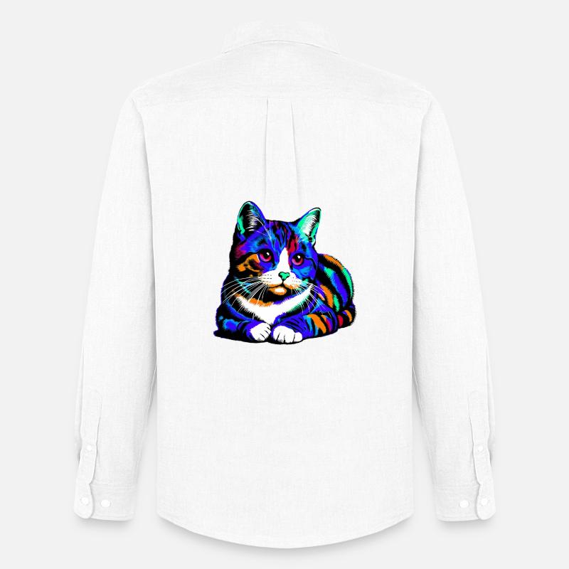 Katze - Männer Oxford Hemd von Stanley/Stella - Weiß