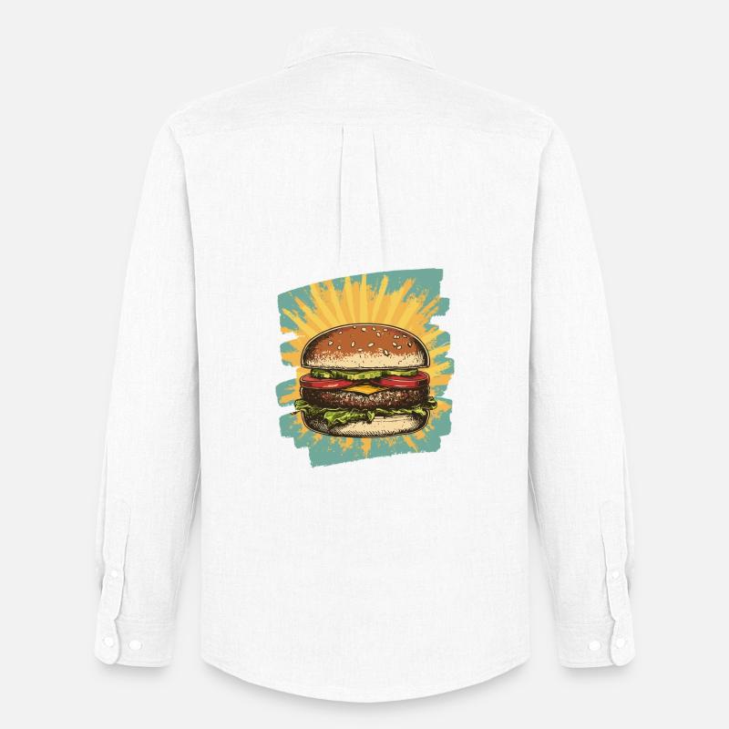 Burger Retro - Männer Oxford Hemd von Stanley/Stella - Weiß