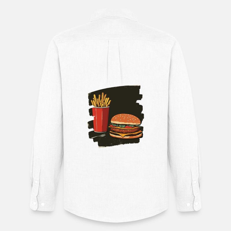 Burger und Fritten Retro - Männer Oxford Hemd von Stanley/Stella - Weiß