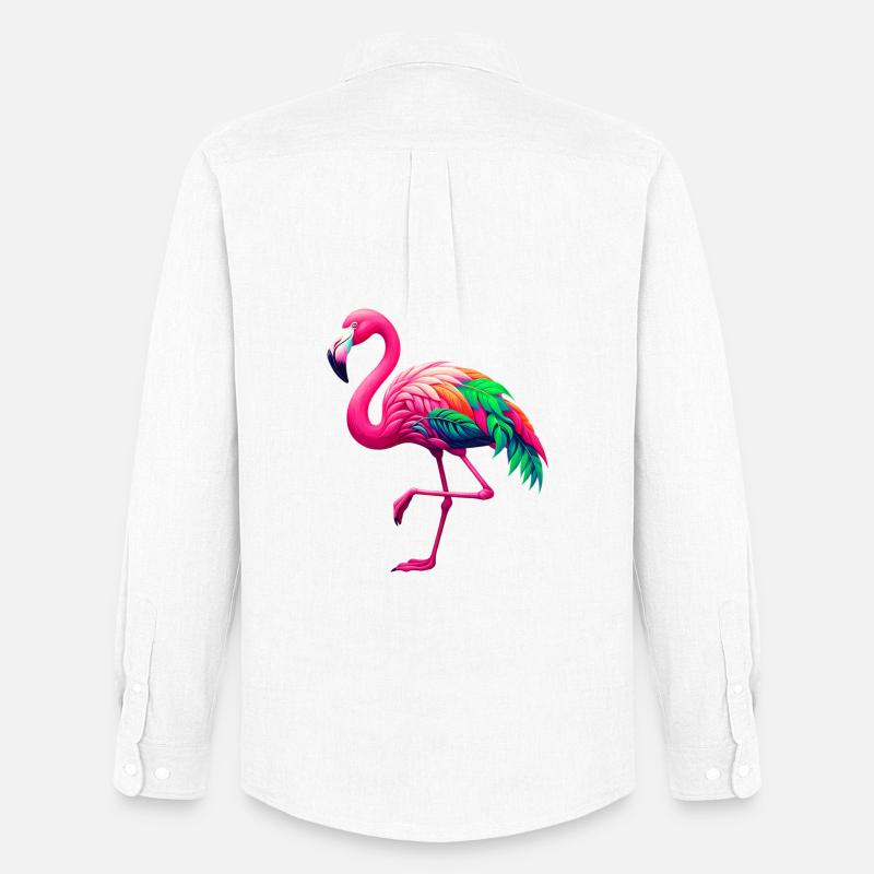 Flamingo - Männer Oxford Hemd von Stanley/Stella - Weiß