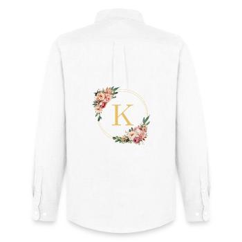 K Monogram, Couronne de fleurs, Personnalisable - Chemise Oxford homme Stanley/Stella - blanc - Dos - AI Model Male 185 dark (185cm)