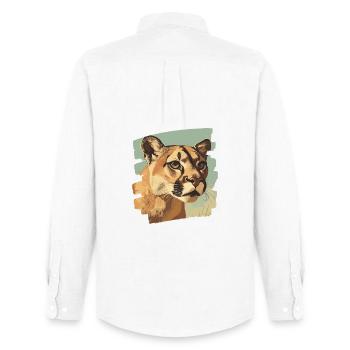 Lion de montagne Rétro - Chemise Oxford homme Stanley/Stella - blanc - Dos - AI Model Male 185 dark (185cm)