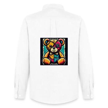 Patchwork bear art with vintage charm - Men's Oxford Shirt by Stanley/Stella - white - Back - AI Model Male 185 dark (185cm)