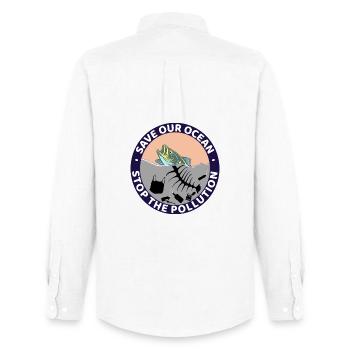 Save our ocean - Men's Oxford Shirt by Stanley/Stella - white - Back - AI Model Male 185 dark (185cm)