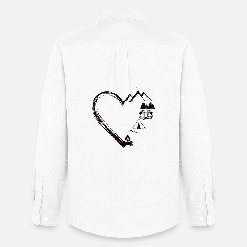 Mountain Heart Camping Patch Design - Männer Oxford Hemd von Stanley/Stella - Weiß