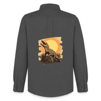 Crocodile Rétro - Chemise Oxford homme Stanley/Stella - charbon - Dos - AI Model Male 185 dark (185cm)