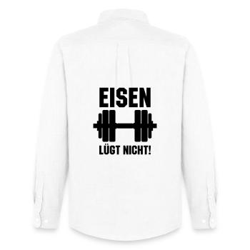 Eisen lügt nicht Hantel - Männer Oxford Hemd von Stanley/Stella - Weiß - Hinten - AI Model Male 185 dark (185cm)