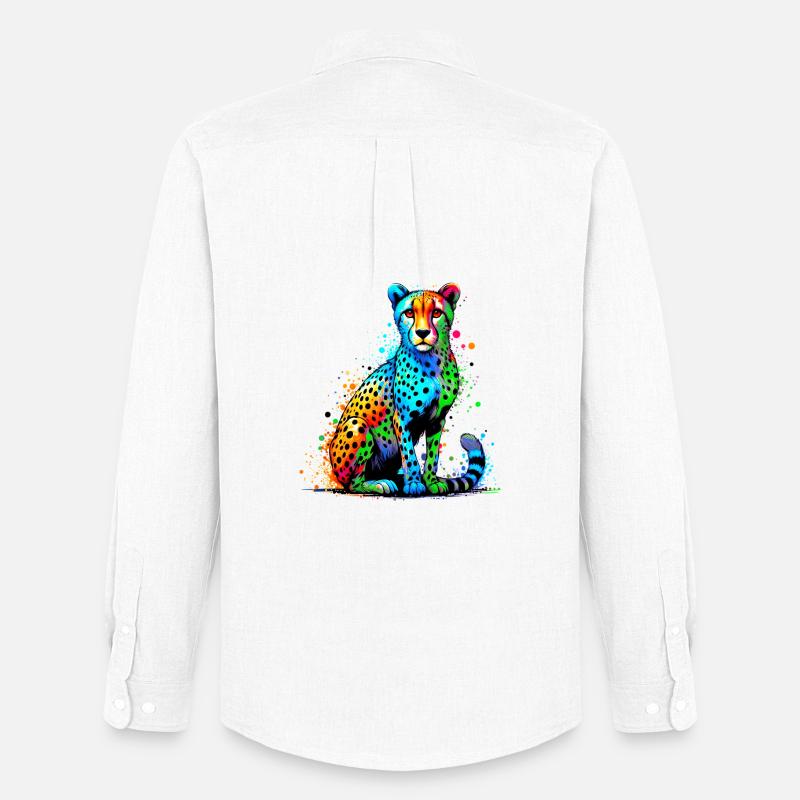 Gepard - Männer Oxford Hemd von Stanley/Stella - Weiß