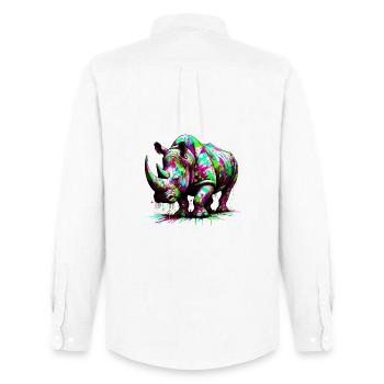 Nashorn - Männer Oxford Hemd von Stanley/Stella - Weiß - Hinten - AI Model Male 185 dark (185cm)