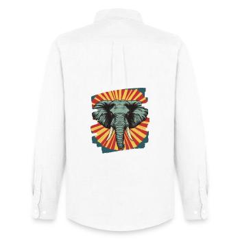 Éléphant Rétro - Chemise Oxford homme Stanley/Stella - blanc - Dos - AI Model Male 185 dark (185cm)