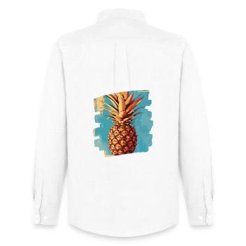 Ananas - Männer Oxford Hemd von Stanley/Stella - Weiß - Hinten - AI Model Male 185 dark (185cm)