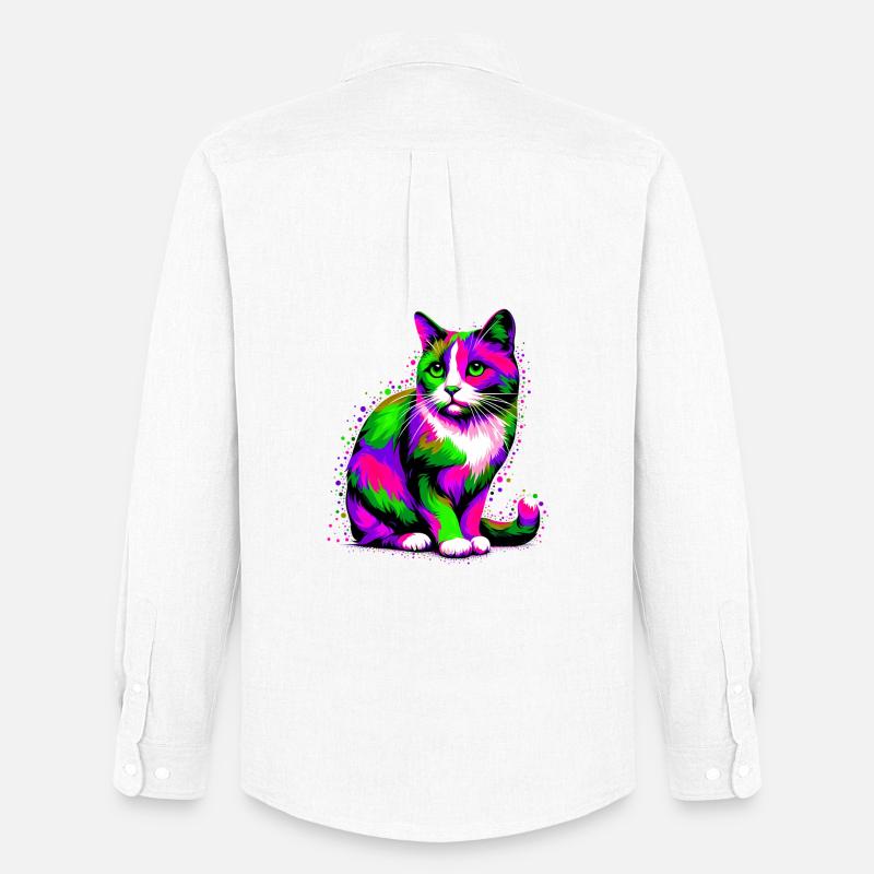 Katze - Männer Oxford Hemd von Stanley/Stella - Weiß