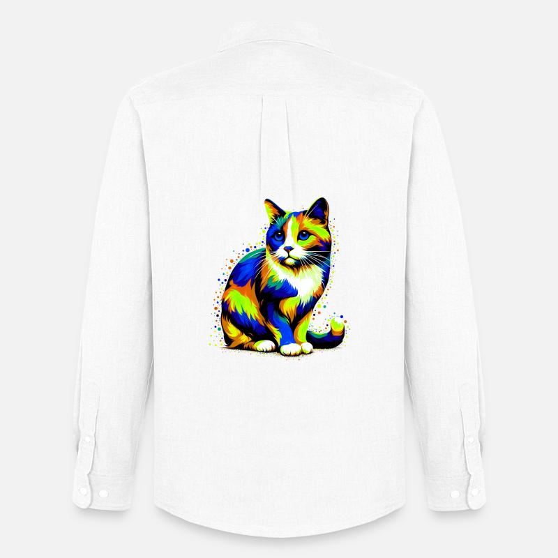 Katze - Männer Oxford Hemd von Stanley/Stella - Weiß