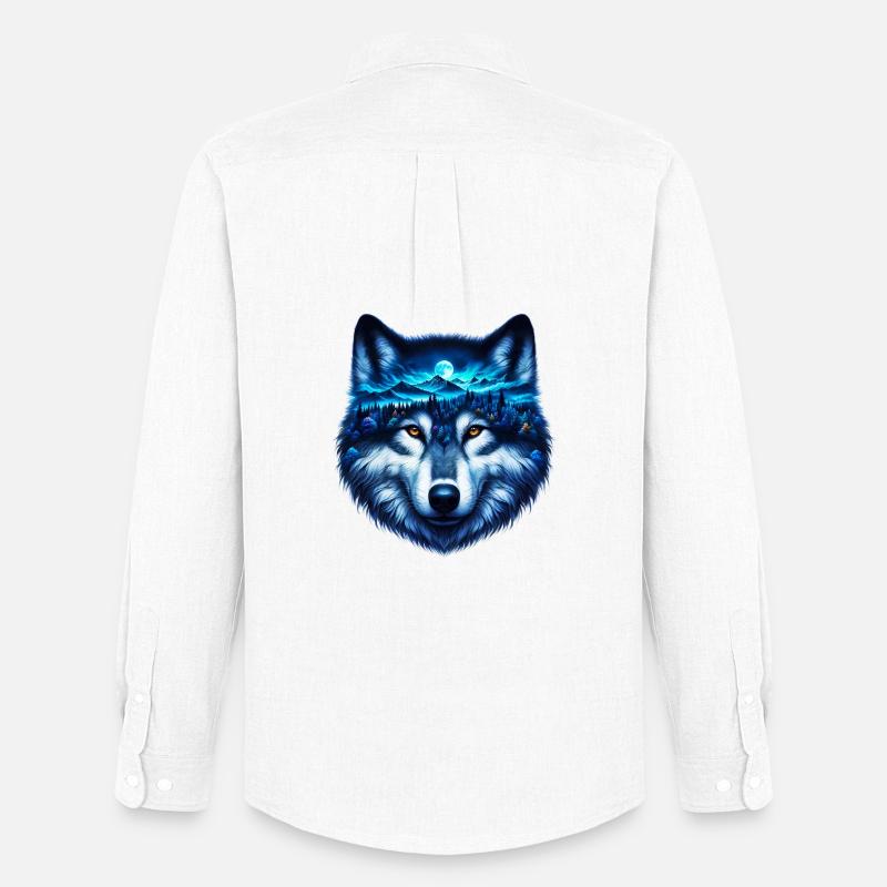 Wolf - Männer Oxford Hemd von Stanley/Stella - Weiß