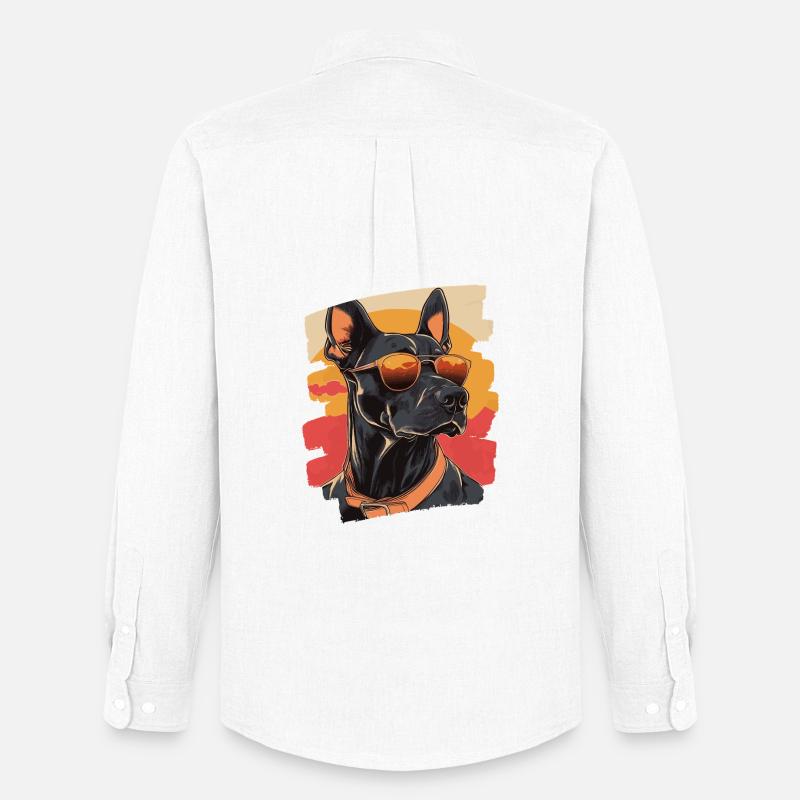 Dobermann - Männer Oxford Hemd von Stanley/Stella - Weiß