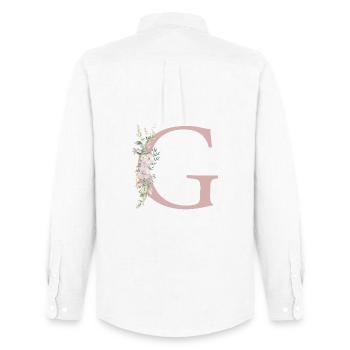 G Monogramm, Floral, personalisierbar - Männer Oxford Hemd von Stanley/Stella - Weiß - Hinten - AI Model Male 185 dark (185cm)
