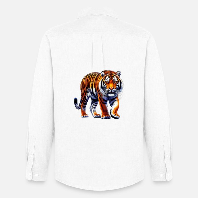 Tiger - Männer Oxford Hemd von Stanley/Stella - Weiß