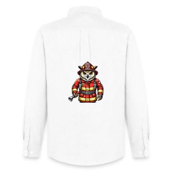 Hibou des pompiers – Le courage rencontre la sagesse - Chemise Oxford homme Stanley/Stella - blanc - Dos - AI Model Male 185 dark (185cm)