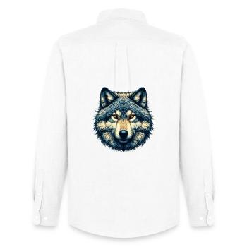 Wolf - Men's Oxford Shirt by Stanley/Stella - white - Back - AI Model Male 185 dark (185cm)