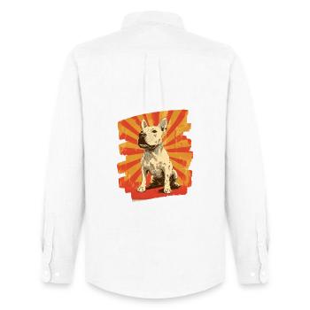 Bull Terrier Chien de combat Race de chien - Chemise Oxford homme Stanley/Stella - blanc - Dos - AI Model Male 185 dark (185cm)