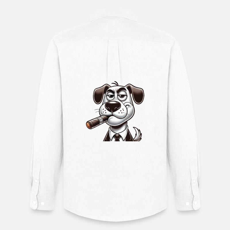 Hund mit Zigarre - Männer Oxford Hemd von Stanley/Stella - Weiß