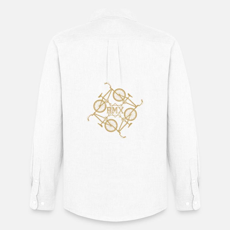 Gold BMX Orbit Muster - Männer Oxford Hemd von Stanley/Stella - Weiß