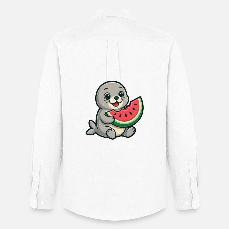 Seerobbe Melone Sommerfruchtig - Männer Oxford Hemd von Stanley/Stella - Weiß