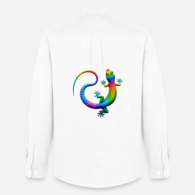 Regenbogen Gecko - Männer Oxford Hemd von Stanley/Stella - Weiß