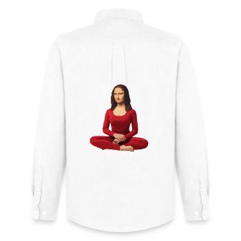Mona Lisa (La Joconde) zen yoga - Men's Oxford Shirt by Stanley/Stella - white - Back - AI Model Male 185 dark (185cm)
