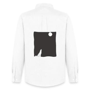 Wolf Howl Line Art - Men's Oxford Shirt by Stanley/Stella - white - Back - AI Model Male 185 dark (185cm)