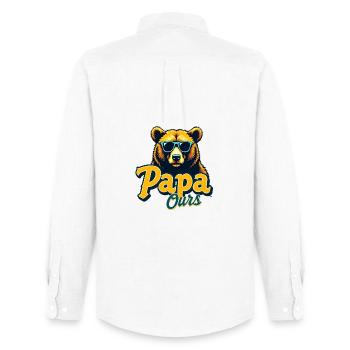 Papa Bear Retro Glasses - Men's Oxford Shirt by Stanley/Stella - white - Back - AI Model Male 185 dark (185cm)