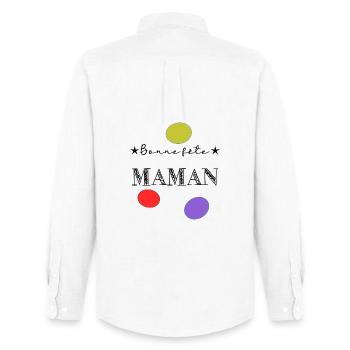 MAMAN. FÊTE DES MÈRES. BONNE FÊTE MAMAN - Chemise Oxford homme Stanley/Stella - blanc - Dos - AI Model Male 185 dark (185cm)