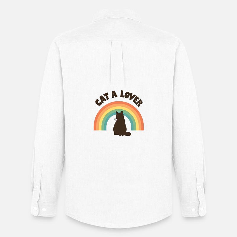 Regenbogen Liebe Katze - Männer Oxford Hemd von Stanley/Stella - Weiß
