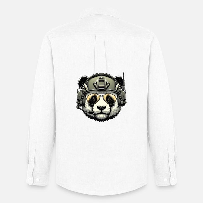 Panda Military Army Design - Chemise Oxford homme Stanley/Stella - blanc