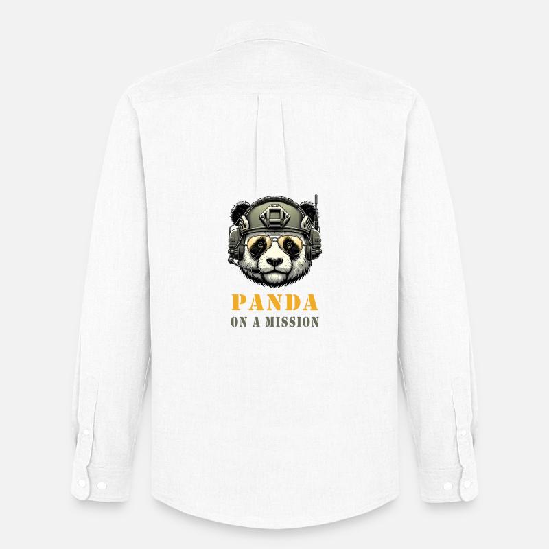 Panda in Mission / Military - Men's Oxford Shirt by Stanley/Stella - white