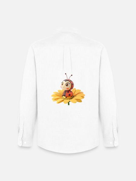 Cute ladybug on a flower - Men's Oxford Shirt by Stanley/Stella - white