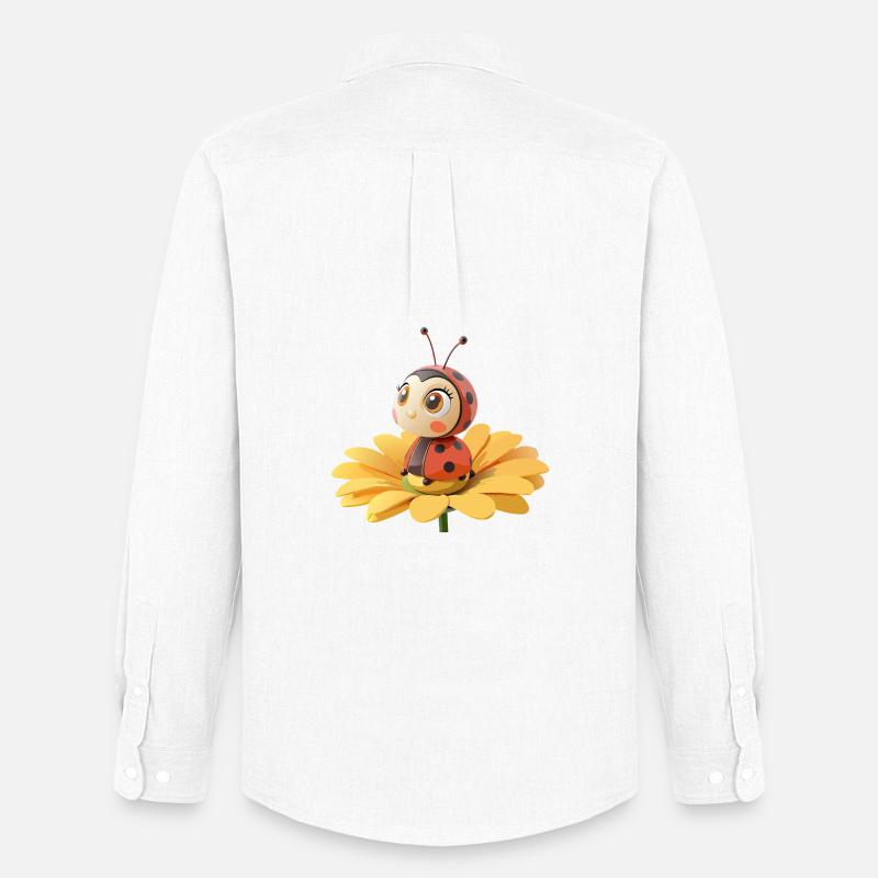 Cute ladybug on a flower - Men's Oxford Shirt by Stanley/Stella - white