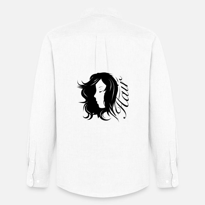 Mädchen Silhouette mit Typografie-Haar - Männer Oxford Hemd von Stanley/Stella - Weiß